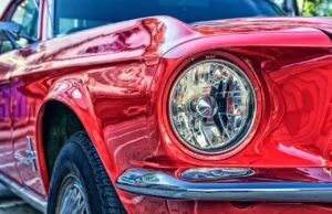 ford, mustang, car, vehicle, red car, car wallpapers, shiny, shiny car, headlight, luxury car, v8, ford mustang, automotive, auto, oldtimer, sports car, classic, maintained, red, old, chrome plated, chrome, polished